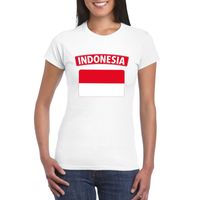 T-shirt met Indonesische vlag wit dames