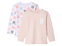 lupilu 2 Kinder thermoshirts (Konijn/wit/roze, 122/128)