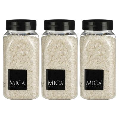 Mica Decorations decoratie stenen / granulaat - 3x - 650 ml - 2-4 mm - mat wit
