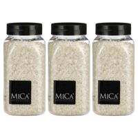 Mica Decorations decoratie stenen / granulaat - 3x - 650 ml - 2-4 mm - mat wit