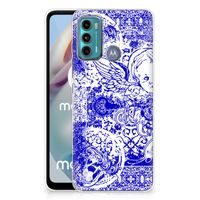 Silicone Back Case Motorola Moto G60 Angel Skull Blauw