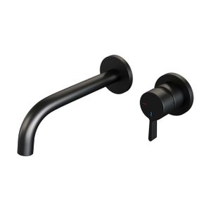 Brauer Black Edition Wastafelmengkraan inbouw - gebogen uitloop links - hendel middel dik - model E 1 - mat zwart 5-S-004-B1-65