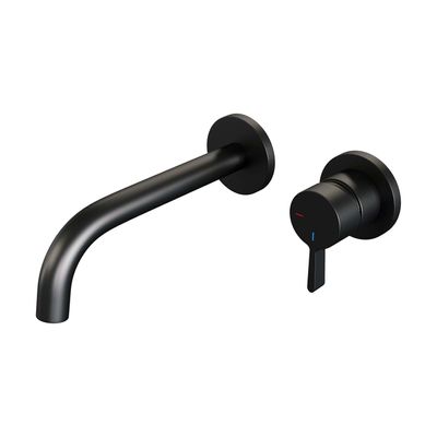 Brauer Black Edition Wastafelmengkraan inbouw - gebogen uitloop links - hendel middel dik - model E 1 - mat zwart 5-S-004-B1-65