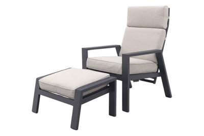 Garden Impressions Max loungestoel + voetenbank - Carbon black/Sand