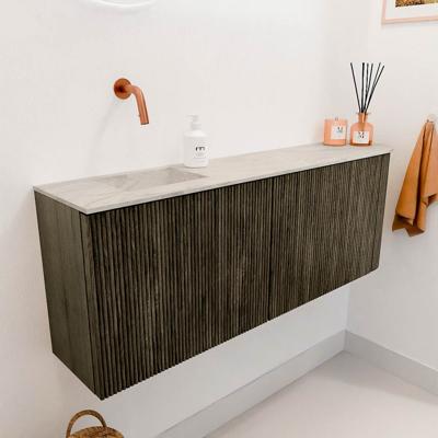 Toiletmeubel Mondiaz Joya Dlux | 111.6 cm | Meubelkleur Shadow | Faye wastafel Ostra Wasbak Links | Zonder kraangat(en)