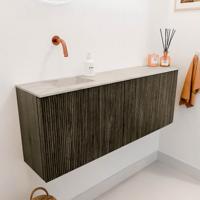 Toiletmeubel Mondiaz Joya Dlux | 111.6 cm | Meubelkleur Shadow | Faye wastafel Ostra Wasbak Links | Zonder kraangat(en)