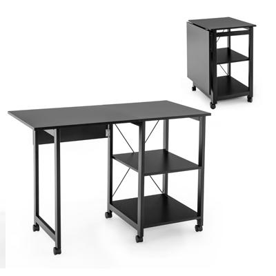 Opklapbaar Computerbureau Modern Bureau met 2 Opbergvakken PC-Laptopwerktafel voor Thuiskantoor en Klein Appartement