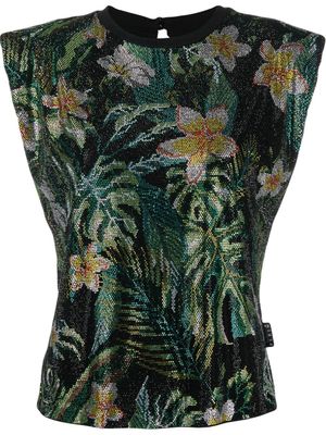 Philipp Plein débardeur à fleurs - Noir