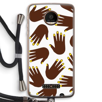 Hands dark: Motorola Moto Z Force Transparant Hoesje met koord