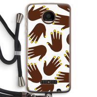 Hands dark: Motorola Moto Z Force Transparant Hoesje met koord
