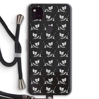 Zwarte poes: Pixel 4a 5G Transparant Hoesje met koord
