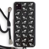 Zwarte poes: Pixel 4a 5G Transparant Hoesje met koord