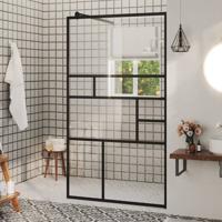 Inloopdouchewand 90x195 cm ESG-glas transparant en zwart