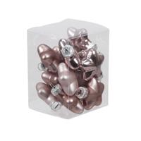 Kerstornamenten - sterren - 12x st - oudroze - 4 cm - glas - mat/glans - kerstversiering Kerstornamenten - sterren - 12x st - oudroze - 4 cm - glas - mat/glans - kerstversiering