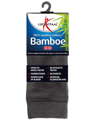 Lucovitaal Bamboe sok lang antraciet maat 47-50 (1 Paar)