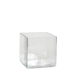 Lage vaas/accubak transparant glas vierkant 20 cm