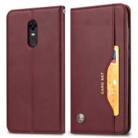 Knead huidtextuur horizontaal Flip lederen case voor OnePlus 6T met foto frame & houder & kaartsleuven & portemonnee (wijn rood)