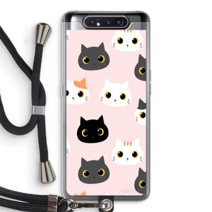 Katten: Samsung Galaxy A80 Transparant Hoesje met koord