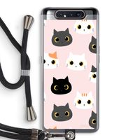 Katten: Samsung Galaxy A80 Transparant Hoesje met koord