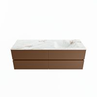 MONDIAZ VICA-DLUX 150cm badmeubel onderkast Rust 4 lades. Inbouw wastafel CLOUD rechts 1 kraangat, kleur Frappe.