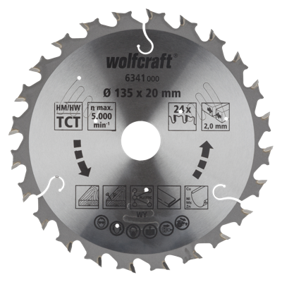 Wolfcraft Handcirkelzaagblad | Voor accu-handcirkelzagen | HM | Ø135 x 20mm | 1 stuk - 6341000