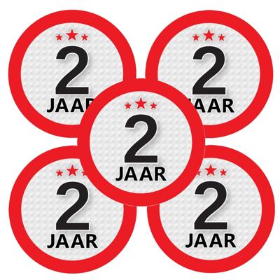 2 jaar leeftijd sticker - 10x - rond - Dia 9 cm - 2 jaar verjaardag - jubileum - leeftijd versiering