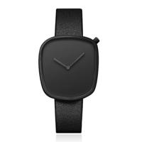 LGT JWLS Minimalistisch Dameshorloge - Zwart Leren Band, Zwart Uurwerk, Zwarte Behuizing