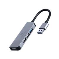 USB-HUB GEMBIRD 4-port USB hub 1 x USB 3.1 + 3 x USB 2.0 Zilverkleurig