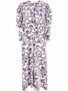 ISABEL MARANT robe mi-longue en soie à fleurs - Blanc