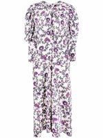 ISABEL MARANT robe mi-longue en soie à fleurs - Blanc