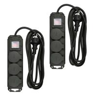 Benson Stekkerdoos 3-voudig - 2x - schakelaar - waterdicht - geaard - zwart - 3m - verlengsnoer Benson Stekkerdoos 3-voudig - 2x - schakelaar - waterdicht - geaard - zwart - 3m - verlengsnoer