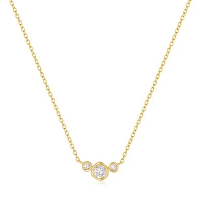 Zilveren Ketting met Gouden Plating en Zirkonia Trio - Subtiele Eleganties van Elenza