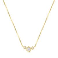 Zilveren Ketting met Gouden Plating en Zirkonia Trio - Subtiele Eleganties van Elenza