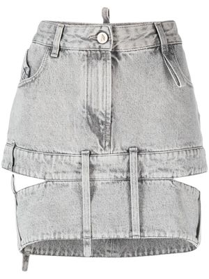 The Attico minijupe en jean à découpes - Gris