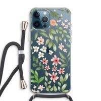 Botanical sweet flower heaven: iPhone 12 Pro Max Transparant Hoesje met koord