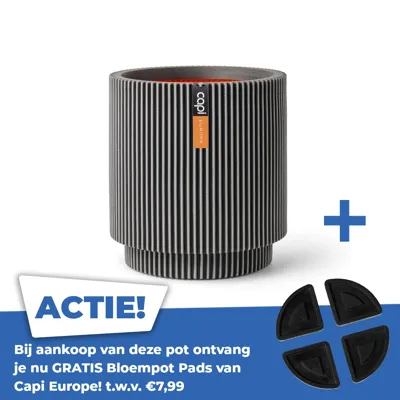 Vaas cylinder groove nl 36x38cm antraciet Vaas cylinder groove nl 36x38cm antraciet