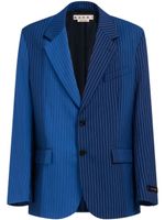 Marni blazer bicolore en laine à fines rayures - Bleu - thumbnail