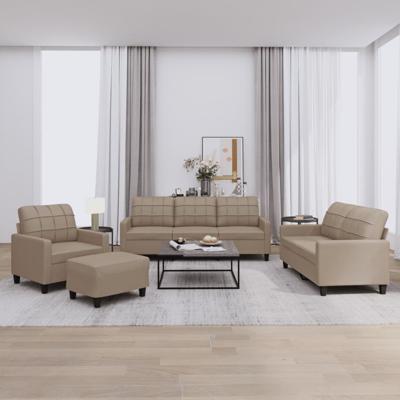 4-delige Loungeset met kussens kunstleer cappuccino