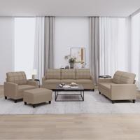 4-delige Loungeset met kussens kunstleer cappuccino