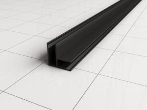 Wiesbaden Slim | hoekprofiel | 200 cm voor glaswand 8 of 10 mm| zwart mat