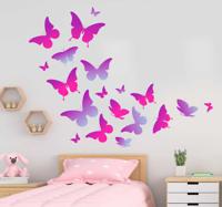 Paarse vlinders vliegende vlinder muursticker