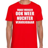 Feest t-shirt morgen nuchter verkrijgbaar rood voor heren - thumbnail