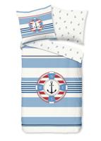 Pure Dekbedovertrek "redingsboei en anker in nautische stijl" - Blauw - (155x220 cm) - Microfiber