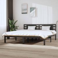 Bedframe massief grenenhout grijs 200x200 cm