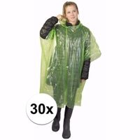 30x wegwerp regenponcho groen One size  -