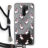 Eenhoorns overal: Xiaomi Redmi 9 Transparant Hoesje met koord