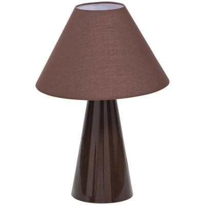 Leen Bakker - Tafellamp Meran E27 - 45x32x32 Cm - Stof/Metaal/Kunststof - Bruin