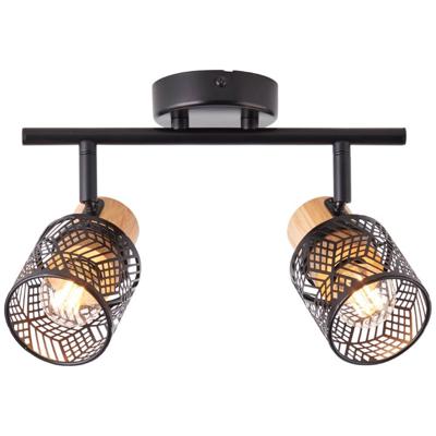 Brilliant SpotsSanty 2-lichts zwart met hout - 99397/76