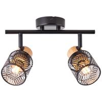 Brilliant SpotsSanty 2-lichts zwart met hout - 99397/76