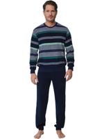 Heren katoenen pyjama met lange mouwen - Blauw - Maat S